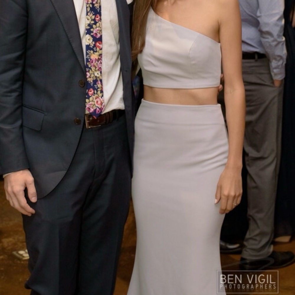 Portia & Scarlett dove grey two piece formal dress xs